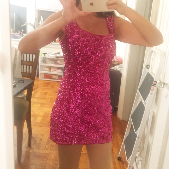 NWT Storia Pink Velvet Sequin Dress Small - Picture 3 of 5